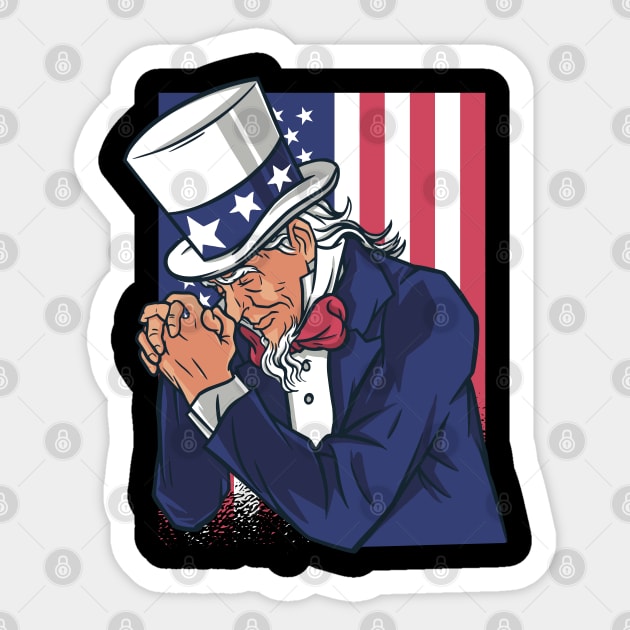 UNCLE SAM PRAYING Sticker by madeinchorley